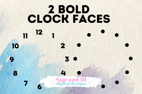 2 Clock Faces on Transparent Backgrounds for Designers