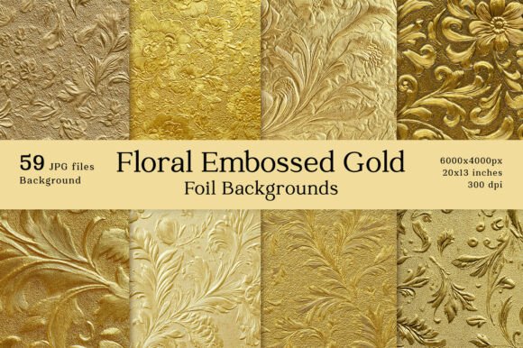 Elevate Your Designs with 59 Floral Embossed Gold Foil Backgrounds