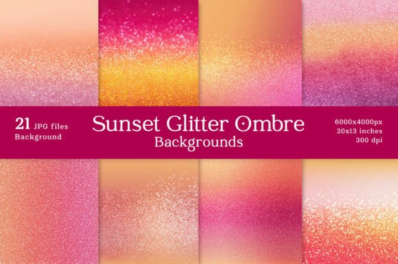 Elevate Your Projects with Sunset Glitter Ombre Backgrounds