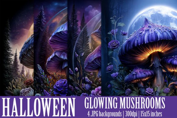 Enchanting Fantasy Glowing Mushroom Backgrounds