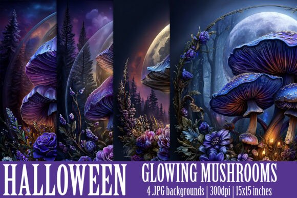 Fantasy Glowing Mushroom Backgrounds, S2: A Creative Toolkit