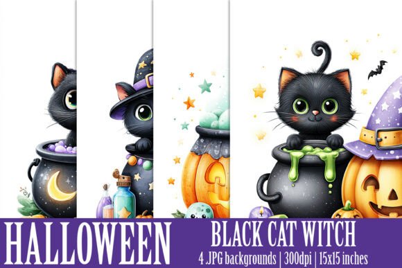 Halloween Black Witch Cat Backgrounds S2: A Fantasy Toolkit
