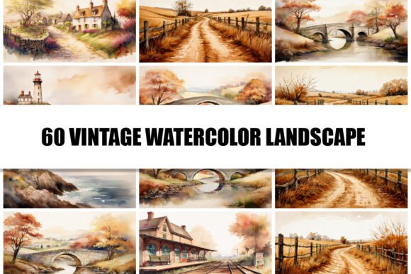Timeless Charm: Unlocking Creativity with Vintage Watercolor Landscapes