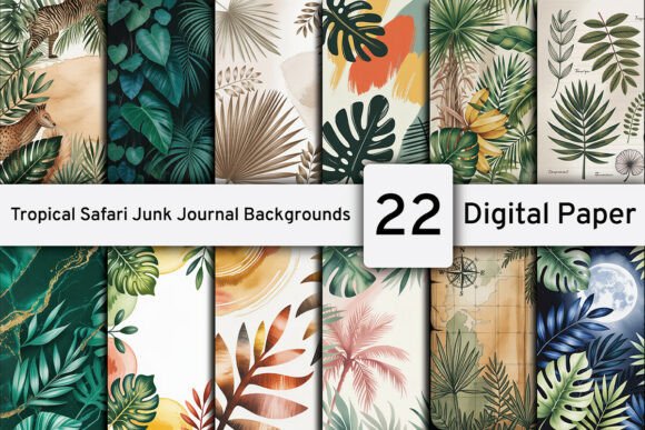 Unleash Your Creativity: 22 Tropical Safari Junk Journal Backgrounds
