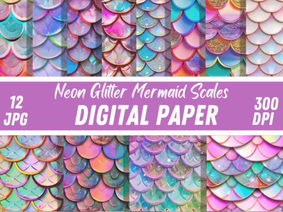 Unlocking Magic: Working with Neon Glitter Mermaid Scales Backgrounds
