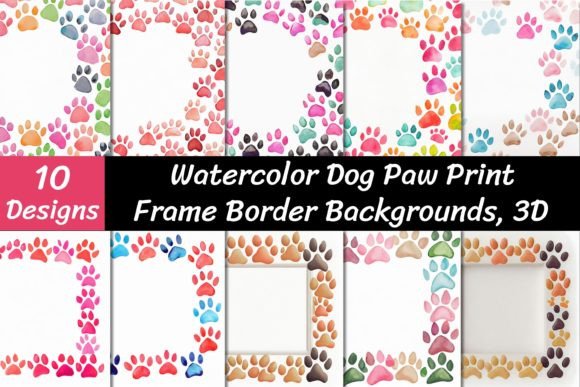 Watercolor Dog Paw Frame Backgrounds: Creative Uses