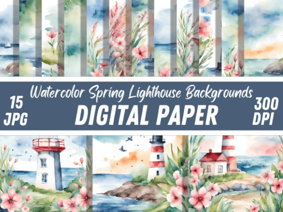 Watercolor Spring Lighthouse Backgrounds: A Designer's Guide